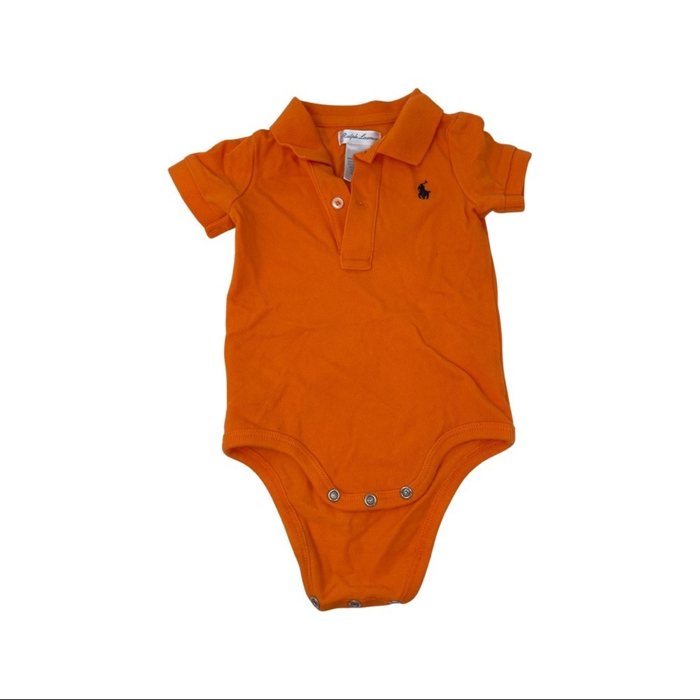 Ralph Lauren cotton orange polo one piece bodysuit 6m